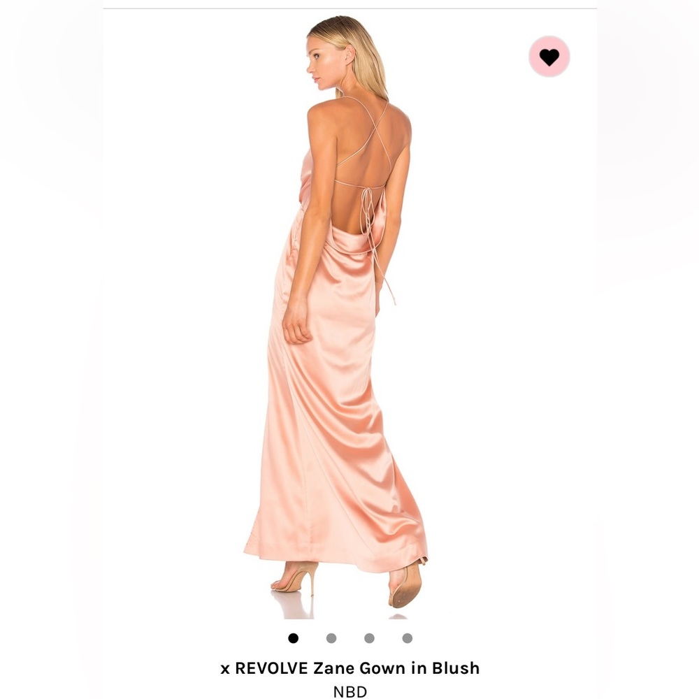 NBD X revolve Zane gown in blush